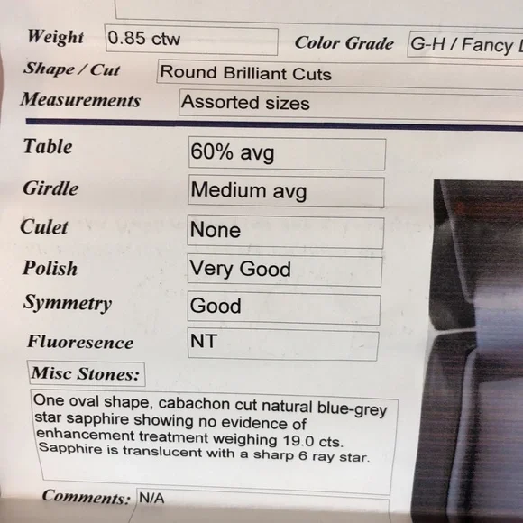 19 ct Star Sapphire surrounded by Diamonds in gold - Picture 11 of 15